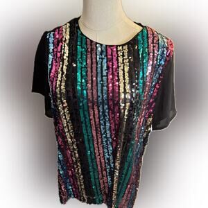 Nanette Laporte NWT Sequin Striped Women's Top